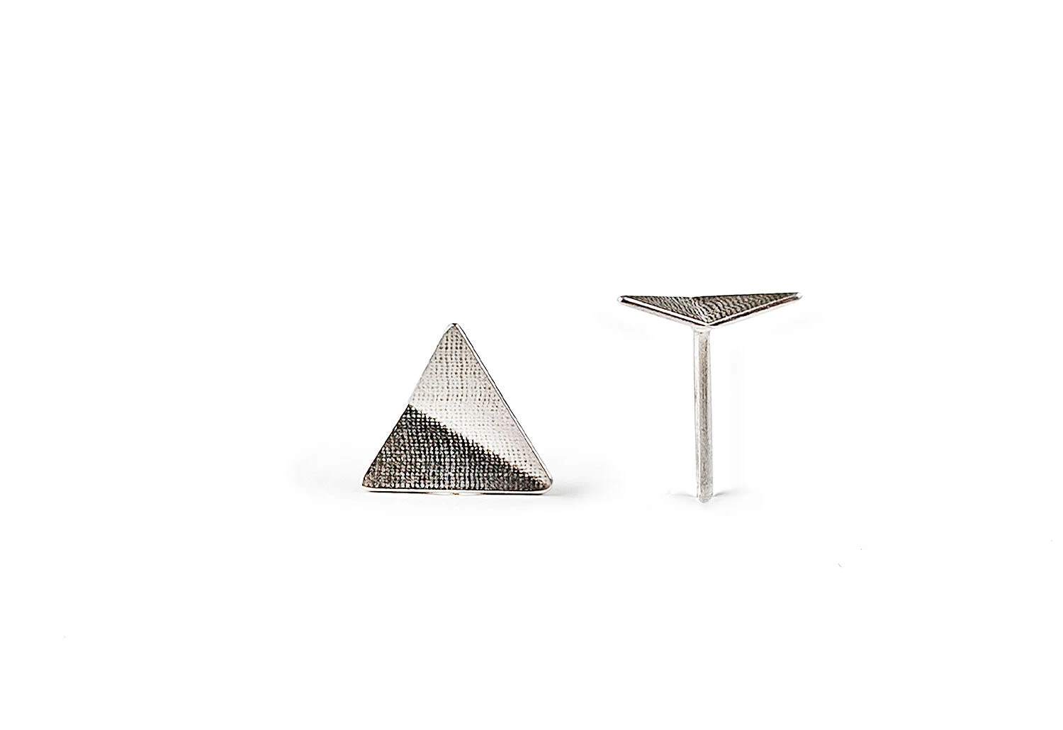 Point 4 Stud Earrings, Bent Triangle - Image 2