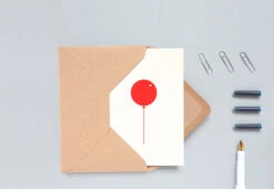 Foil Blocked Red Balloon Card